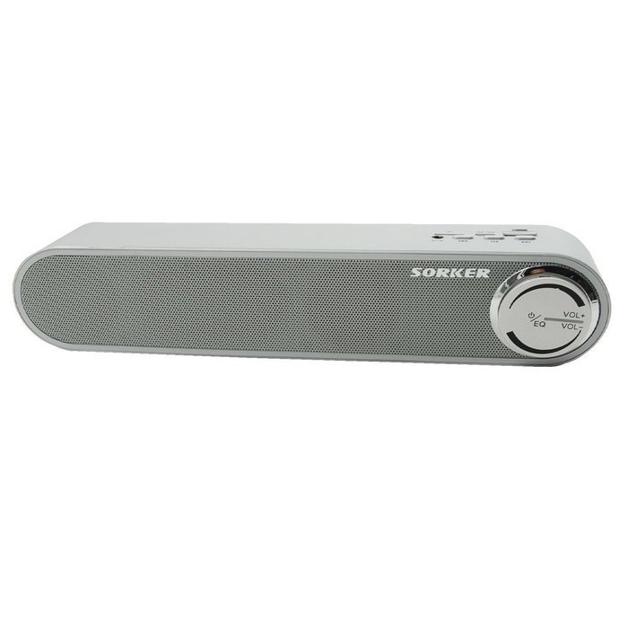 Portable Bluetooth Speaker, SORKER Slim 4 in 1 wireless speaker with adjustable EQ - Silver