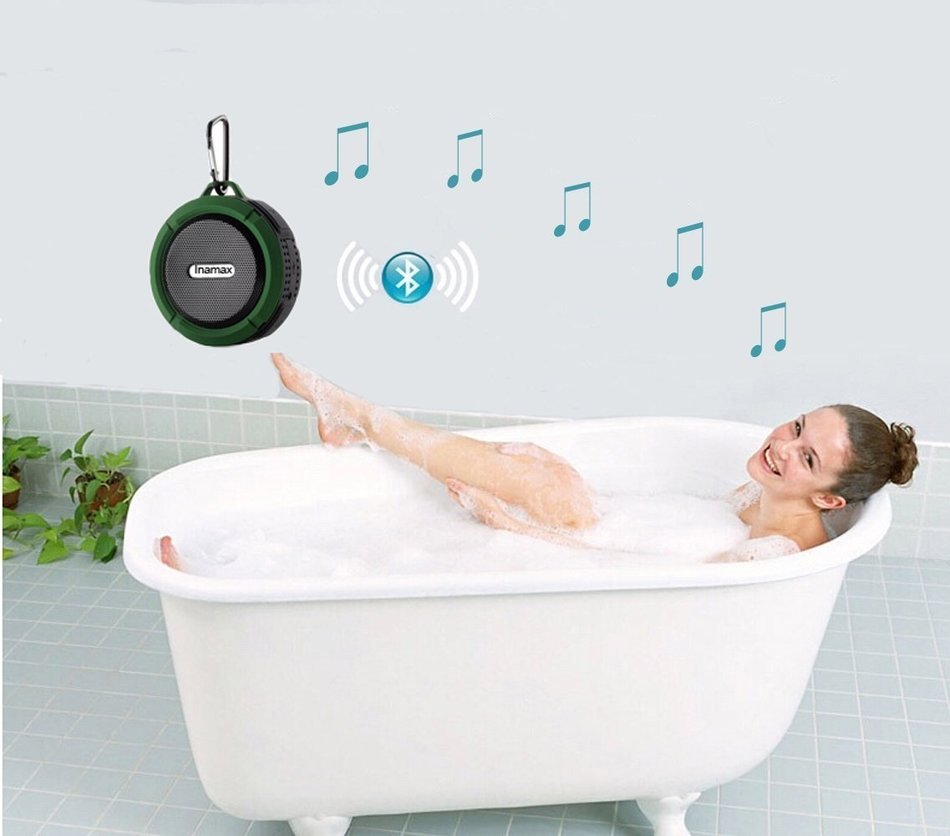 Inamax Wireless Bluetooth Waterproof Outdoor & Shower Speaker, Hands-Free Portable Speakerphone w / Hi-Fi Output... N4