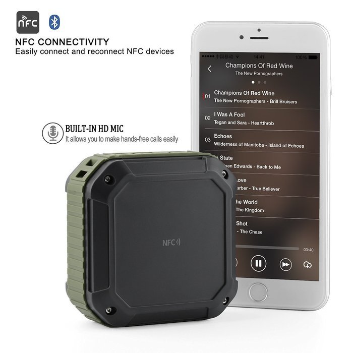 Dylan Bluetooth Speaker Outdoor Portable Shockproof Dust-proof / Water Resistant Speaker With NFC Function and... N3