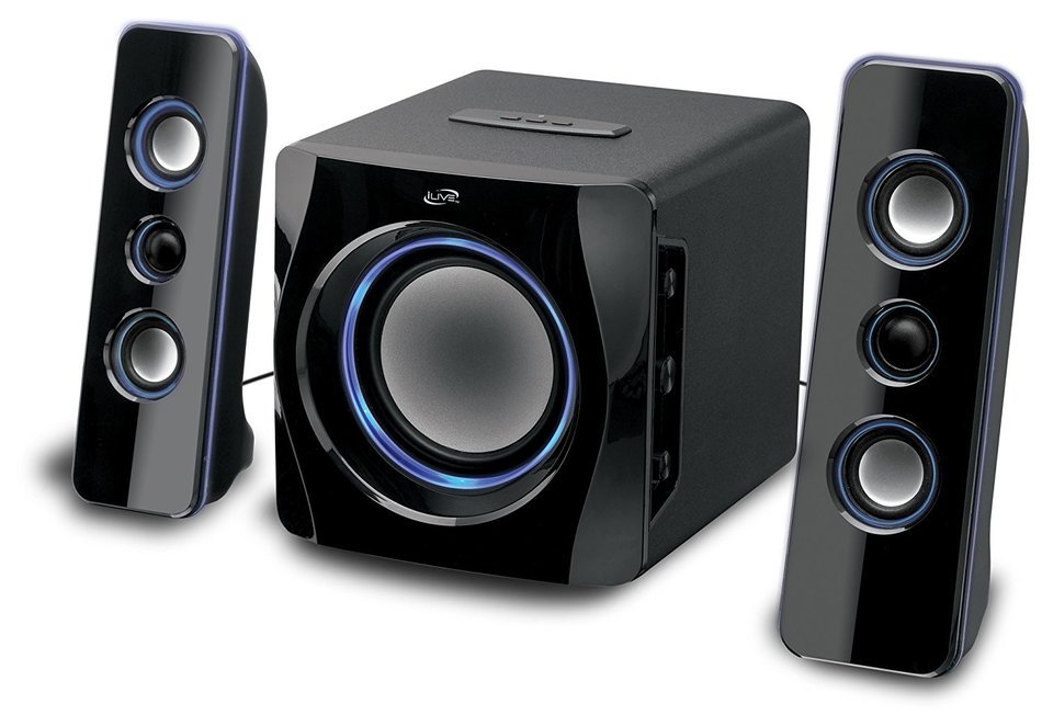 iLive Portable Wireless Speaker System with Built-In Subwoofer, 7.28 x 8.86 x 7.28 Inches, Black (iHB23B) N3