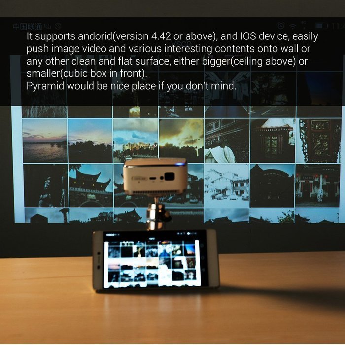 Lightwish White DLP Projector Mini Mobile Cubic Portable Wireless Home Cinema with Mini Tripod+Remote for Apple... N8