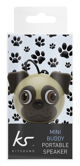 KitSound Mini Buddy Universal Speaker with 3.5mm Jack Compatible with Smartphones, Tablets and MP3 Devices - Pug N5