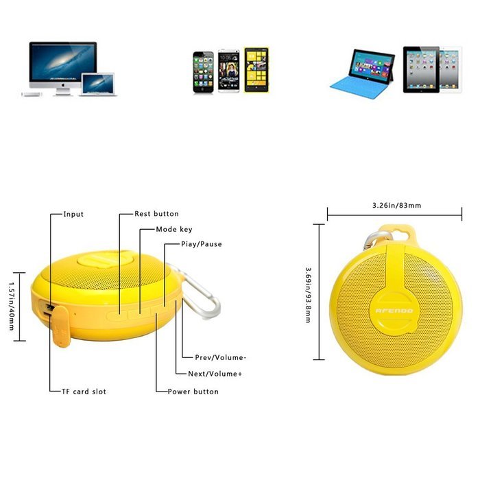 AFENDO&reg; Waterproof Outdoor Wireless Mini USB Rechargeable Portable Bluetooth Speaker with AUX Input and Voice... N2