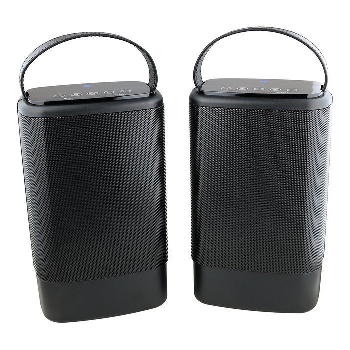 Denali Audio Wireless Bluetooth Large Pairing Speakers with Handle - Black
