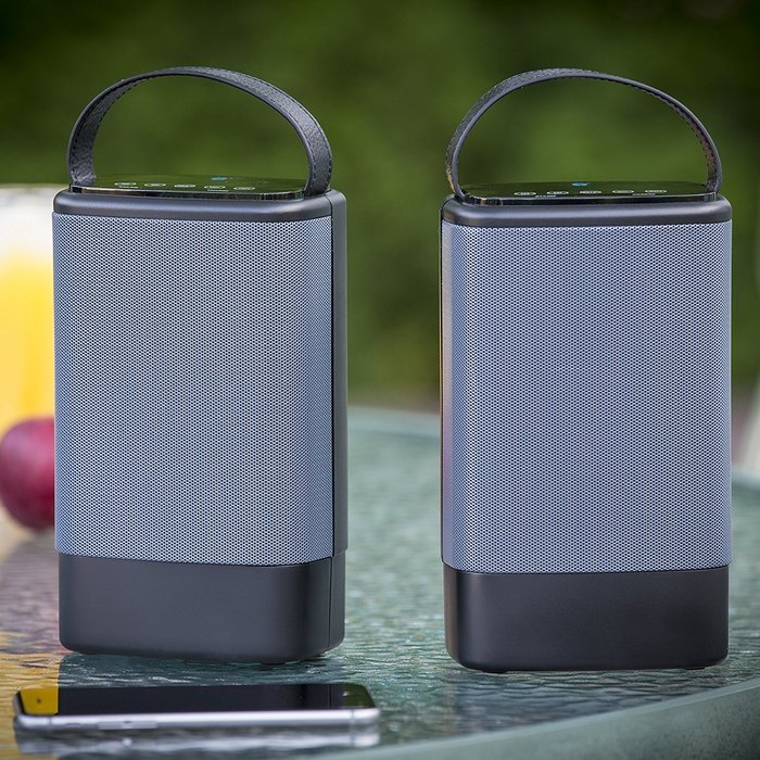 Denali Audio Wireless Bluetooth Large Pairing Speakers with Handle - Black N5