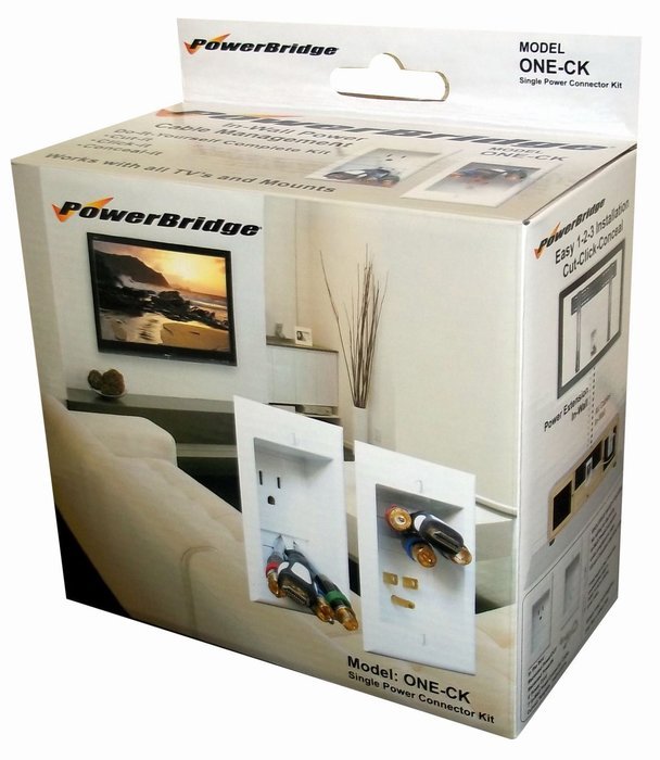 PowerBridge TWO-CK Dual Outlet Recessed In-Wall Cable Management System with PowerConnect for Wall-Mounted Flat... N21