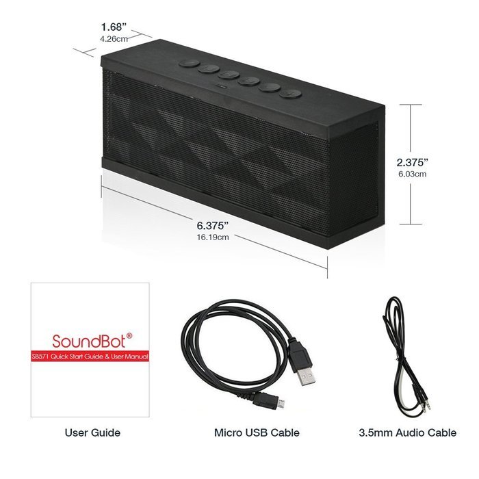 SoundBot&reg; SB571 Bluetooth Wireless Speaker for 12 hrs Music Streaming & Hands-Free Calling w/ 6W + 6W 40mm Driver... N4