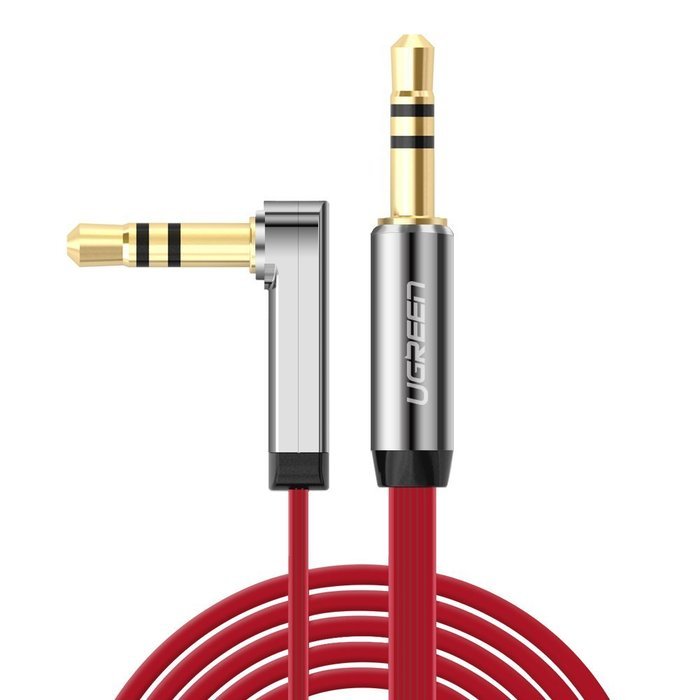 Ugreen 3.5mm Auxiliary Audio Flat Cable 90 Degree Right Angle Compatible for iPhone, iPad or Smartphones, Tablets... N9