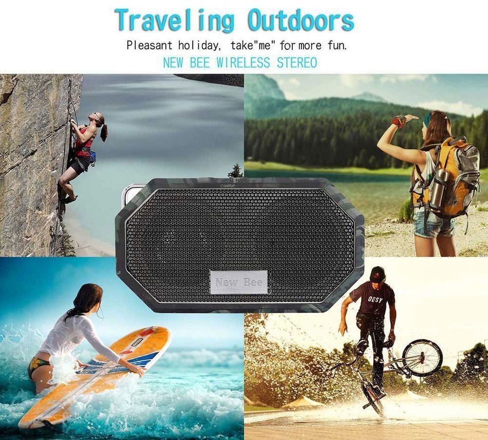 IP66 Bluetooth Portable Waterproof Wireless Outdoor Shower Speaker, Bluetooth CRS 4.0 Stereo with Built-in Mic... N23