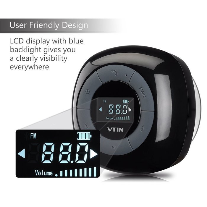 Vtin Relaxer Bluetooth Speaker with FM Radio, Mini Water Resistant Shower Speaker with Bluetooth 4.0, LCD Display... N2