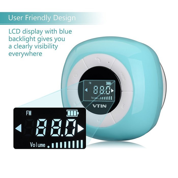 Vtin Relaxer Bluetooth Speaker with FM Radio, Mini Water Resistant Shower Speaker with Bluetooth 4.0, LCD Display... N8