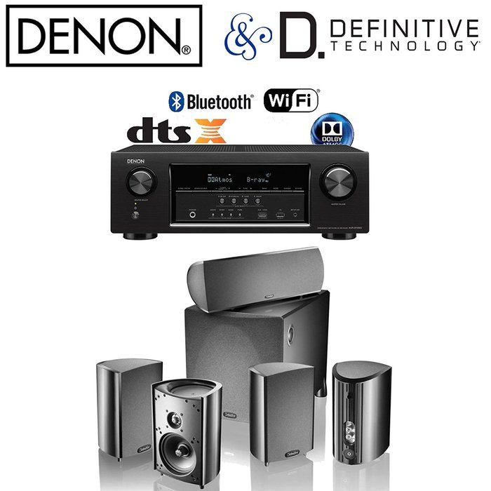 Denon AVR-S720W 7.2 4K Ultra HD AV Receiver + Definitive ProCinema 1000 System in Black