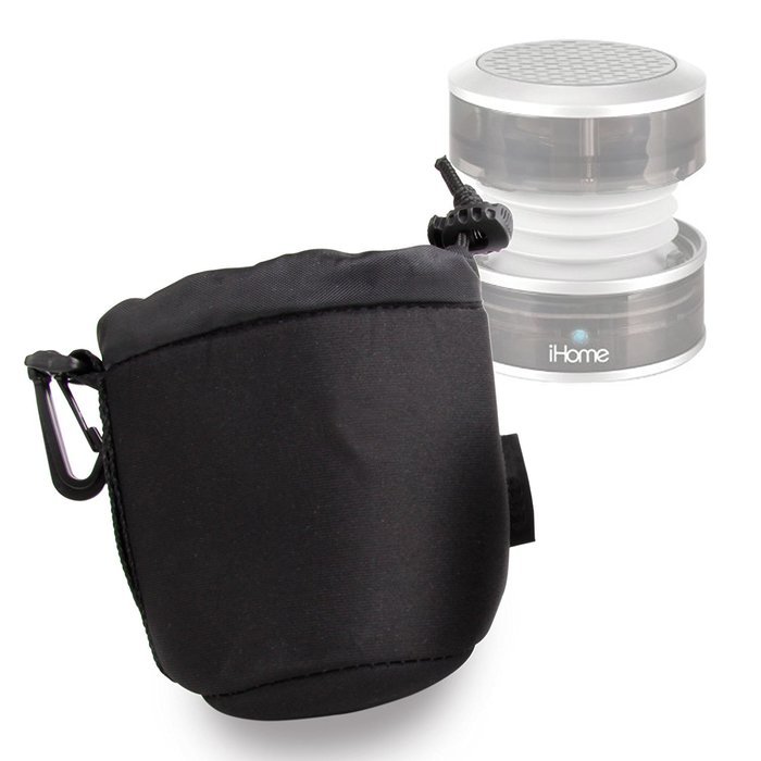 DURAGADGET Jet Black Small-Sized Protective Pouch in Neoprene for iHome IM60 3.5mm Aux Portable Speaker