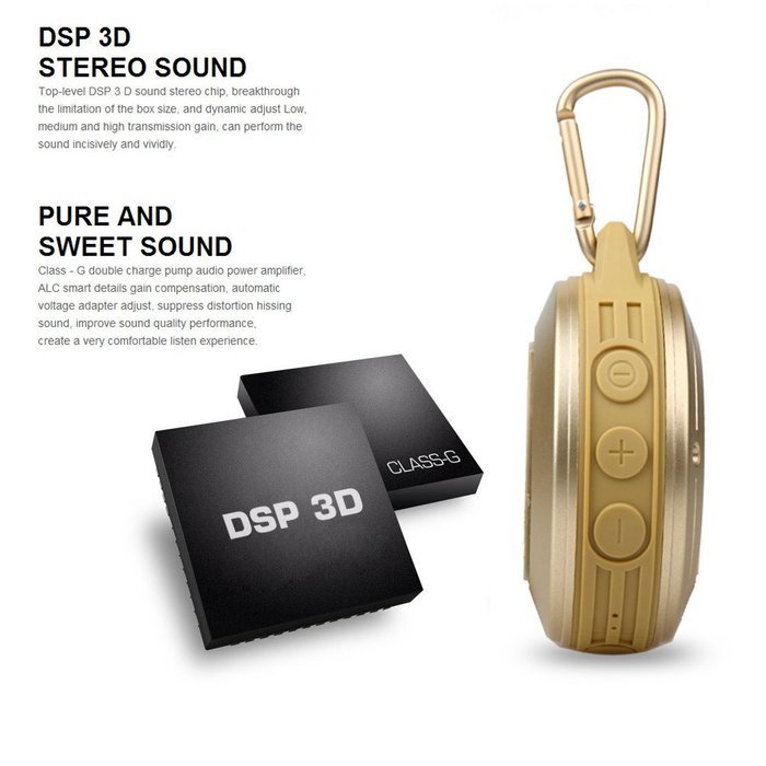 MIFA F10 IP56 Outdoor Bluetooth 4.0 Speaker Gold Color,Built-in mic,Rechargeable battery,5Hours Playtime,3W,DSP... N2