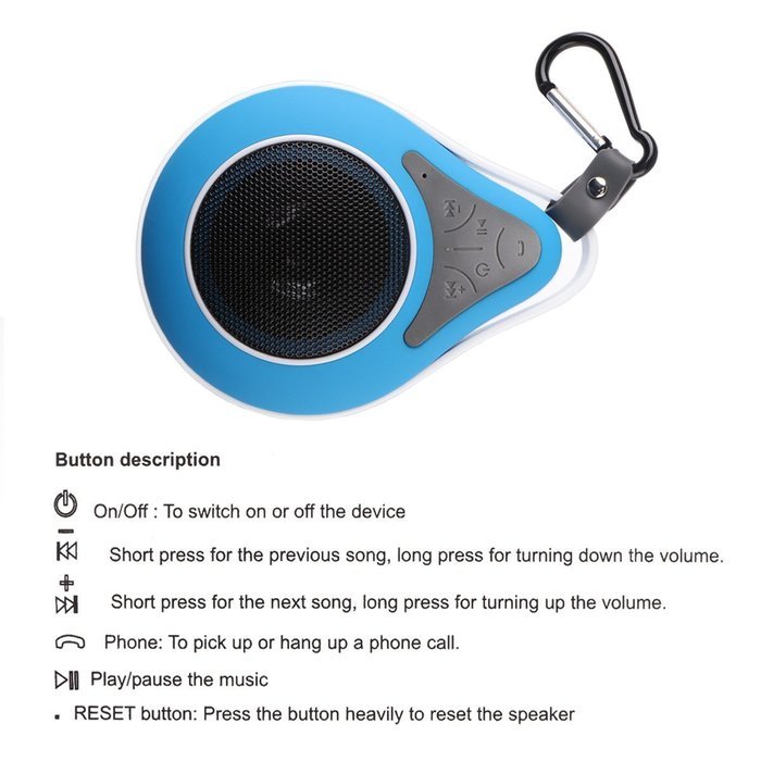 DROK&reg; Small Wireless Bluetooth Stereo Speakers Waterproof Shower Speaker Handsfree Portable Speakerphone with... N16