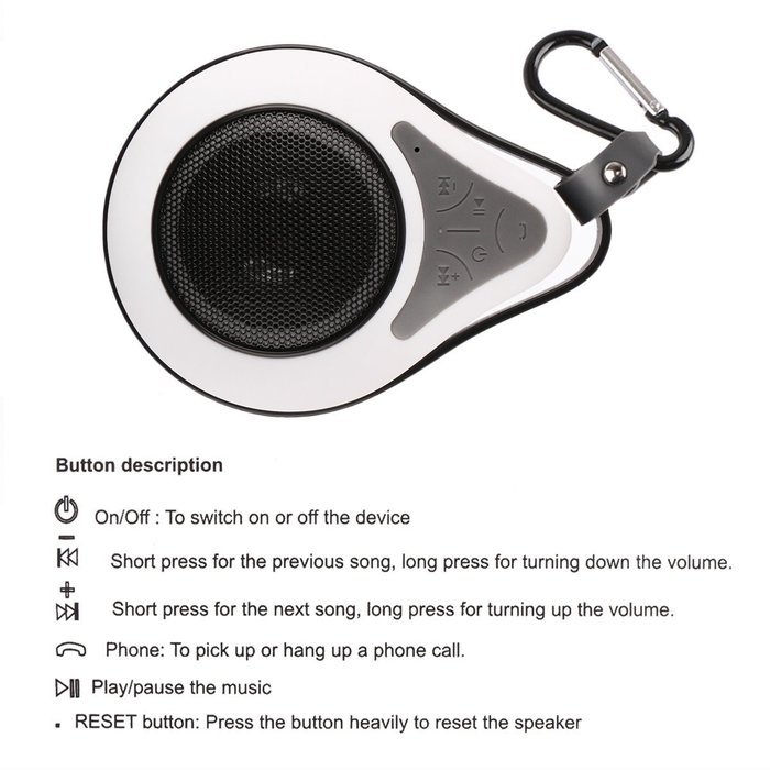 DROK&reg; Small Wireless Bluetooth Stereo Speakers Waterproof Shower Speaker Handsfree Portable Speakerphone with... N24