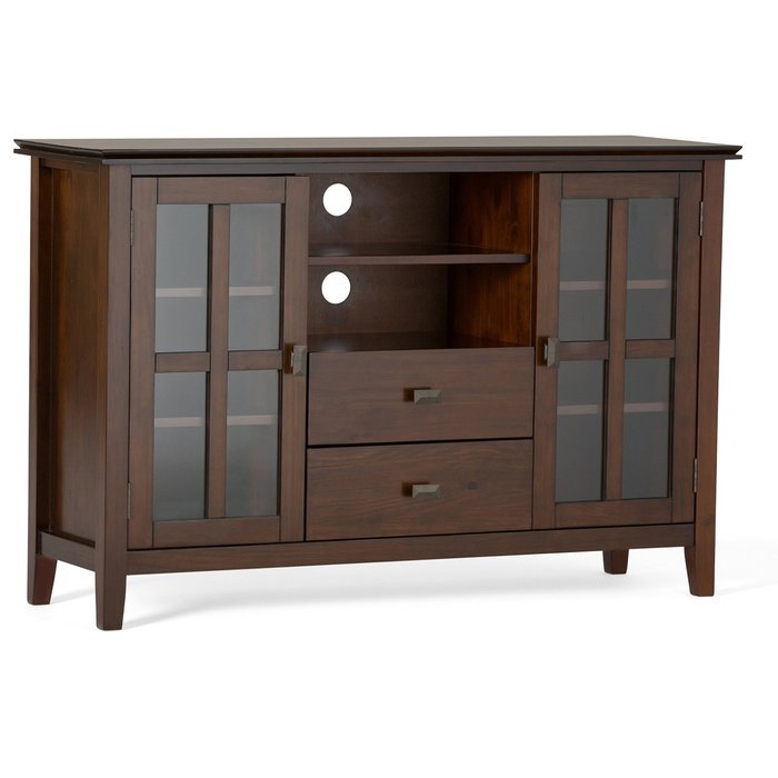 Simpli Home Artisan TV Media Stand for TVs up to 60", Medium Auburn Brown N2