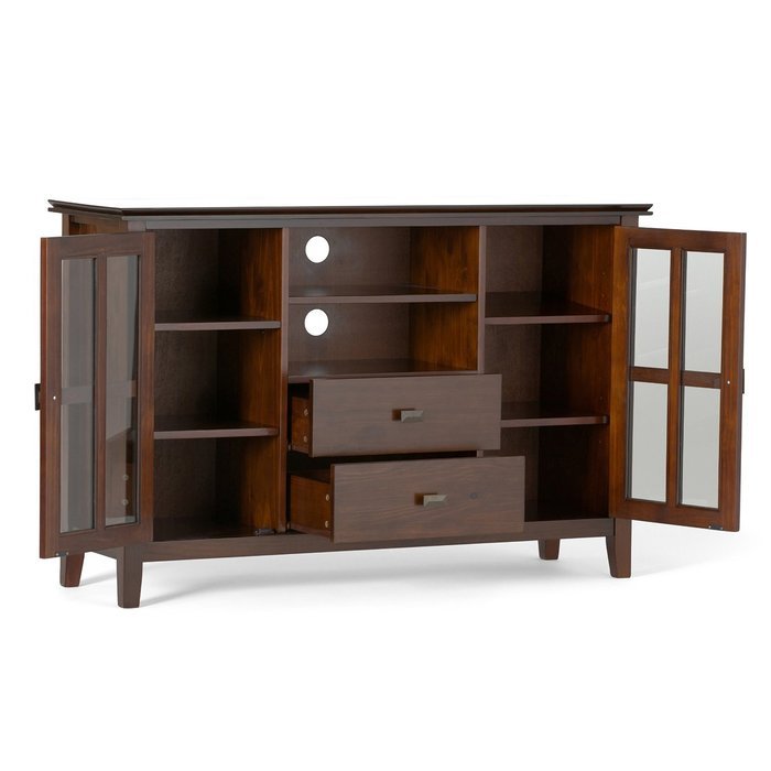 Simpli Home Artisan TV Media Stand for TVs up to 60", Medium Auburn Brown N3