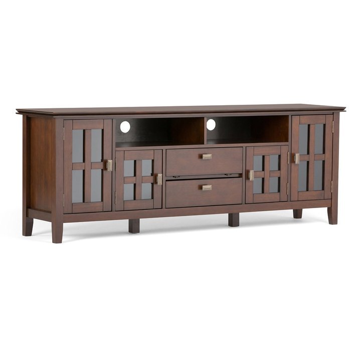 Simpli Home Artisan TV Media Stand for TVs up to 60", Medium Auburn Brown N8