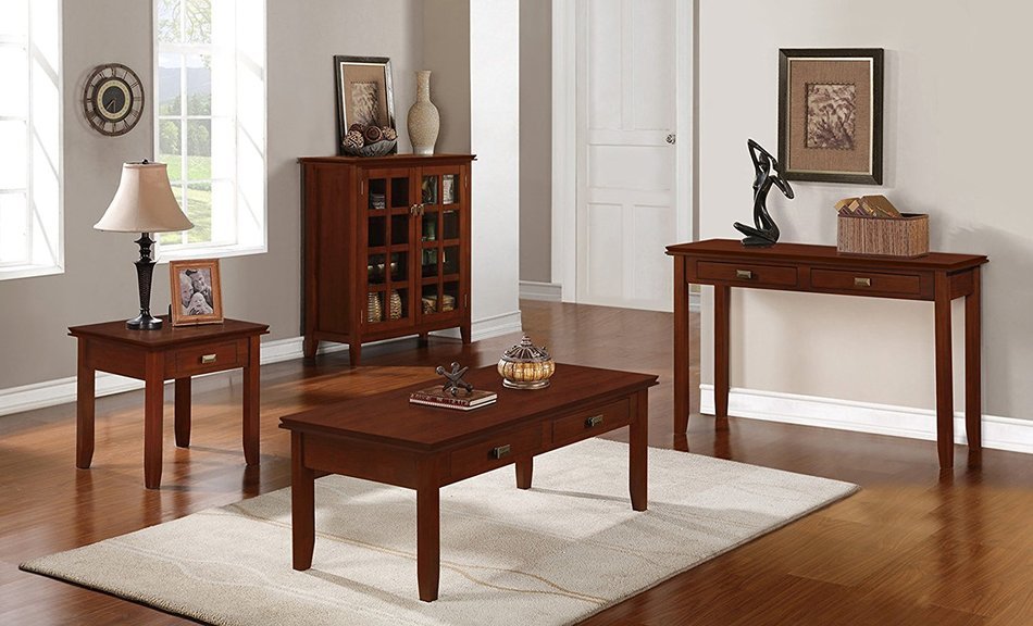 Simpli Home Artisan TV Media Stand for TVs up to 60", Medium Auburn Brown N15