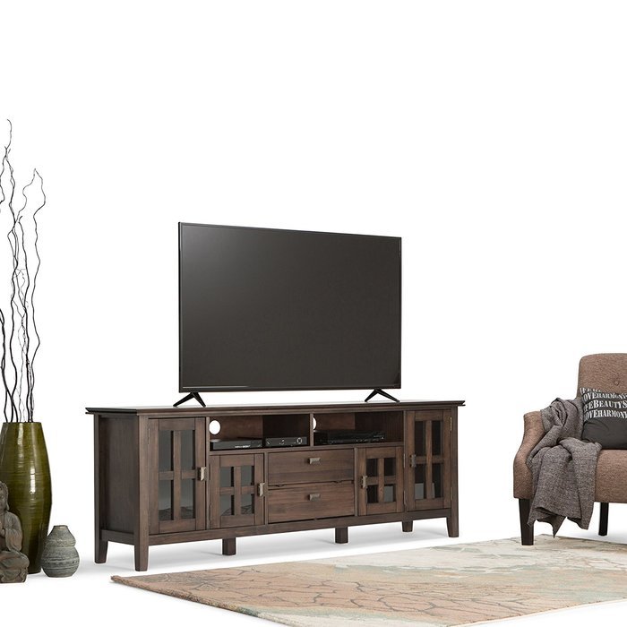 Simpli Home Artisan TV Media Stand for TVs up to 60", Medium Auburn Brown N17
