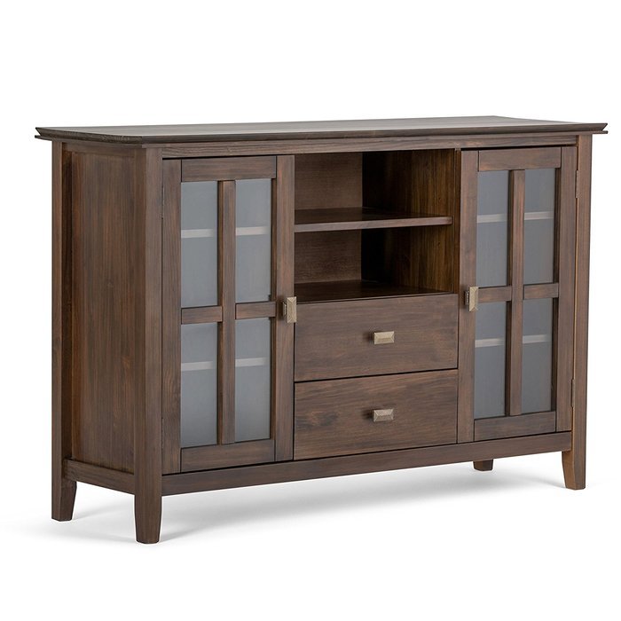 Simpli Home Artisan TV Media Stand for TVs up to 60", Medium Auburn Brown N20