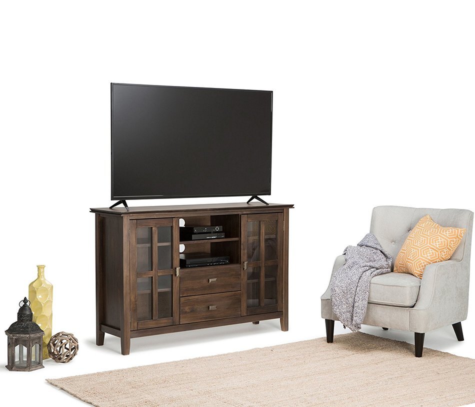 Simpli Home Artisan TV Media Stand for TVs up to 60", Medium Auburn Brown N21