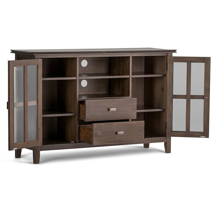 Simpli Home Artisan TV Media Stand for TVs up to 60", Medium Auburn Brown N22