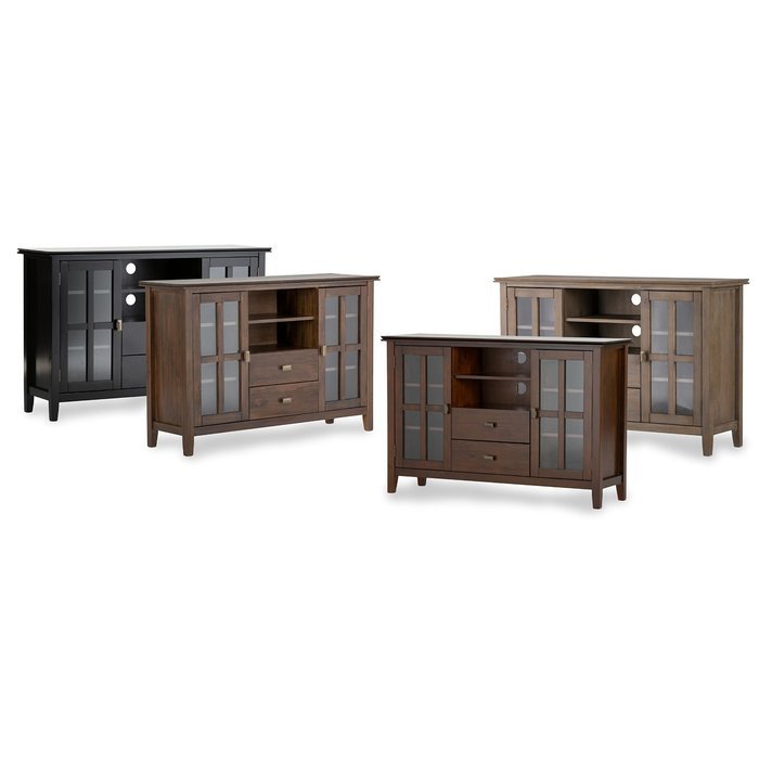 Simpli Home Artisan TV Media Stand for TVs up to 60", Medium Auburn Brown N25