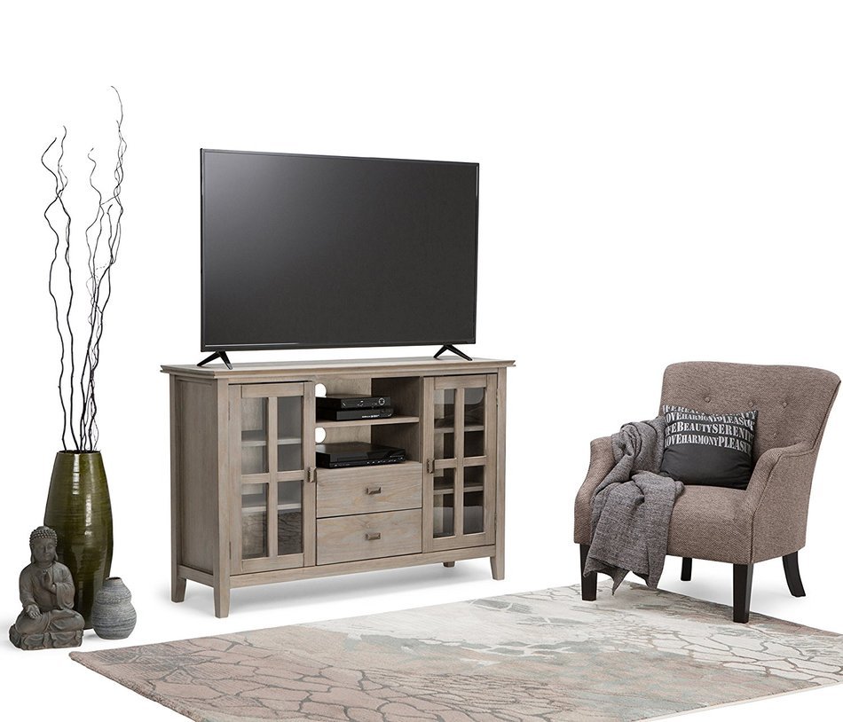 Simpli Home Artisan TV Media Stand for TVs up to 60", Medium Auburn Brown N27