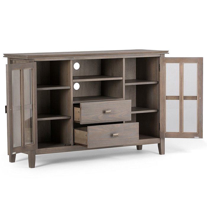 Simpli Home Artisan TV Media Stand for TVs up to 60", Medium Auburn Brown N28