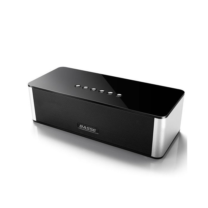 Basse Portable Dual-Driver Wireless Bluetooth Speaker with 2200mAh Battery and Built-in Mic - Black N2