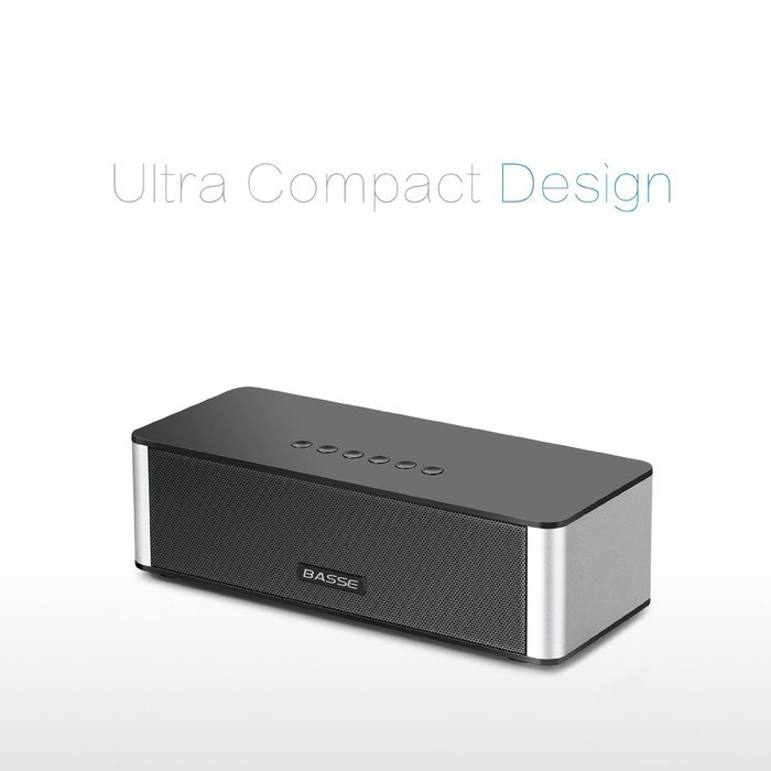 Basse Portable Dual-Driver Wireless Bluetooth Speaker with 2200mAh Battery and Built-in Mic - Black N3