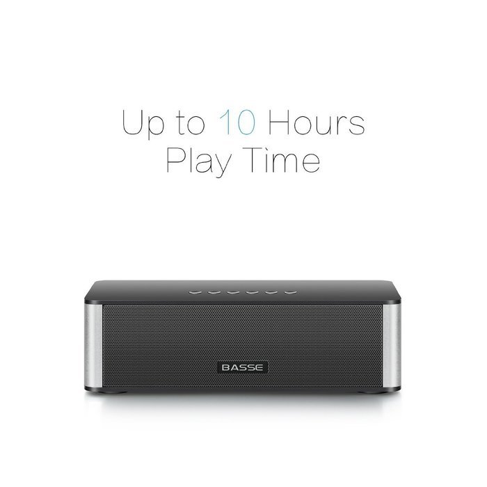 Basse Portable Dual-Driver Wireless Bluetooth Speaker with 2200mAh Battery and Built-in Mic - Black N4