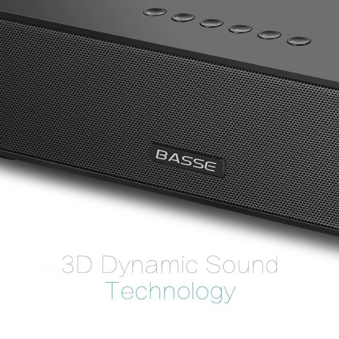 Basse Portable Dual-Driver Wireless Bluetooth Speaker with 2200mAh Battery and Built-in Mic - Black N5