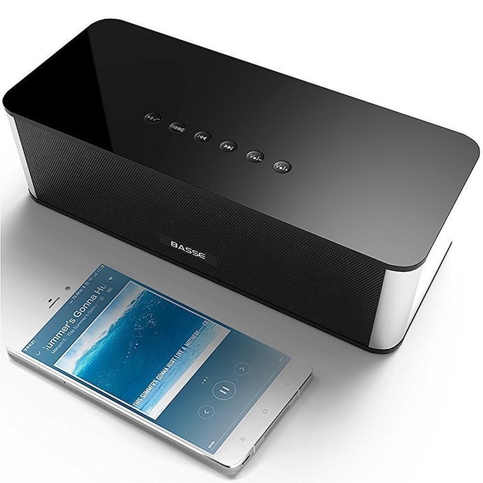 Basse Portable Dual-Driver Wireless Bluetooth Speaker with 2200mAh Battery and Built-in Mic - Black N7