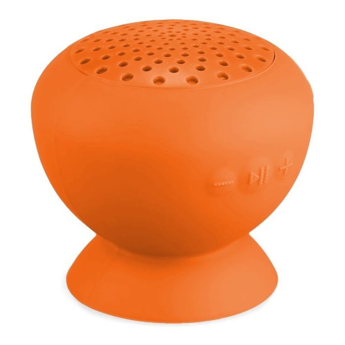 Bluetooth Wireless Mini-Speaker Waterproof Handsfree Mic Silicone Sucker Orange