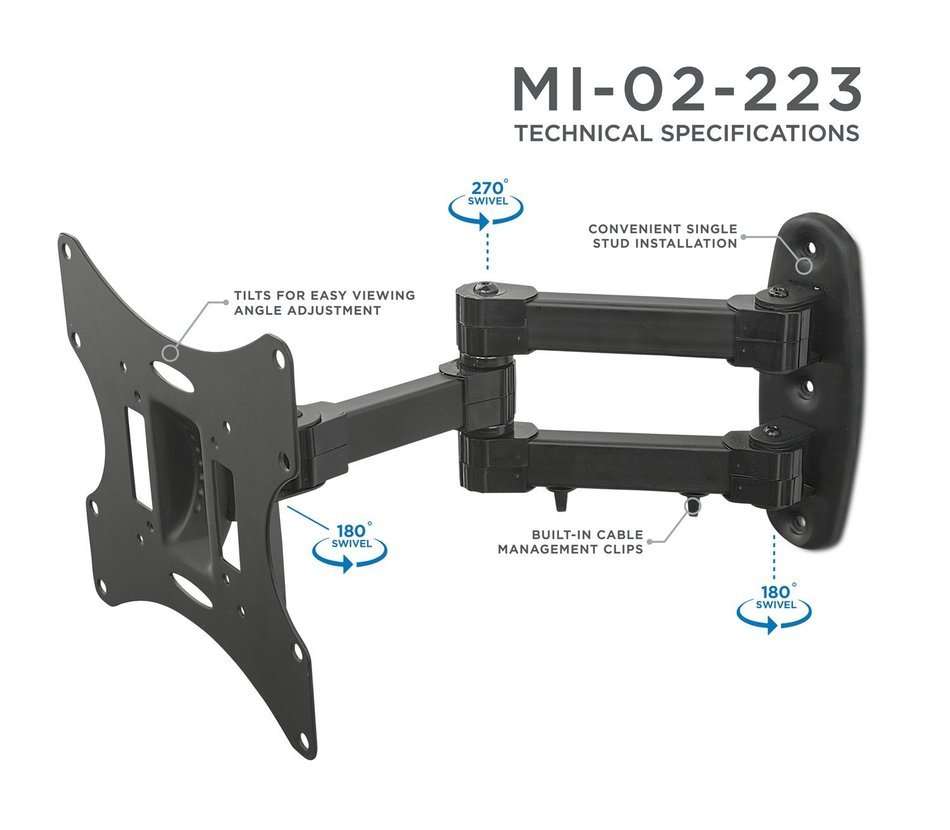 Mount-It! MI-02-223 Swivel Full Motion Articulating Tilting TV Wall Mount, Computer Monitor Mount, Corner Bracket... N5