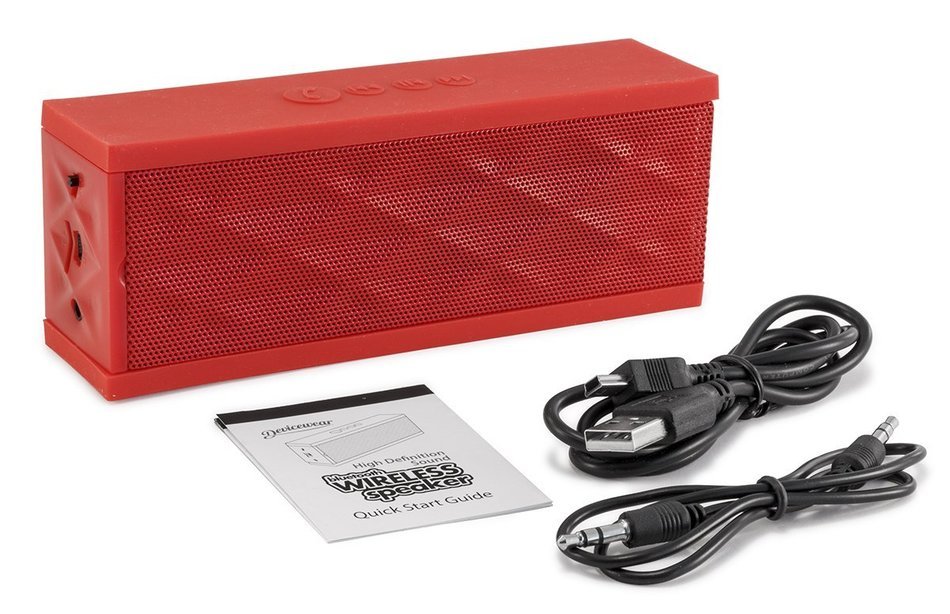 Devicewear Bluetooth Portable Wireless Stereo Speaker with Built-In Microphone for Tablets (BTS-HSD-RED) N3