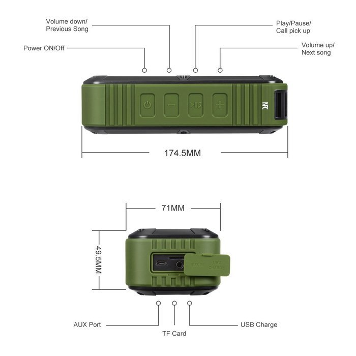 Portable Bluetooth Speaker, ATESSON Waterproof Outdoor and Shower Wireless NFC Speaker, Stereo Dual Drivers, 2000mAh... N2