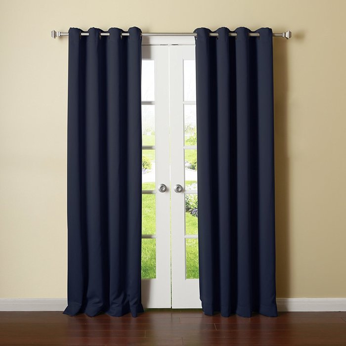 Best Home Fashion Premium Thermal Insulated Blackout Curtains - Antique Bronze Grommet Top - Royal Blue - 52"W... N17