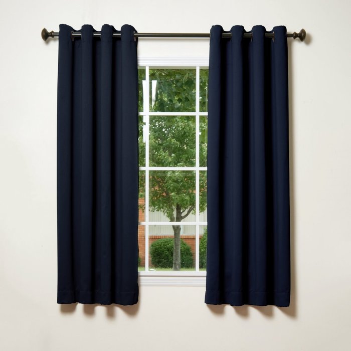 Best Home Fashion Premium Thermal Insulated Blackout Curtains - Antique Bronze Grommet Top - Royal Blue - 52"W... N44