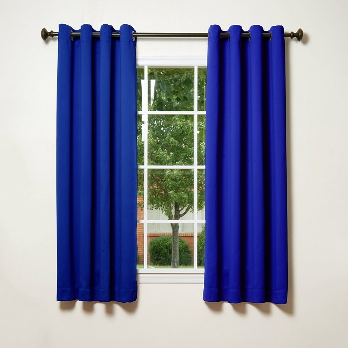Best Home Fashion Premium Thermal Insulated Blackout Curtains - Antique Bronze Grommet Top - Royal Blue - 52"W... N111
