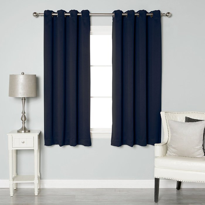 Best Home Fashion Premium Thermal Insulated Blackout Curtains - Antique Bronze Grommet Top - Royal Blue - 52"W... N124