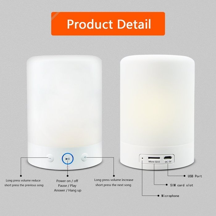 Wireless Bluetooth Speakers,W-inds Portable Multifunctional Bluetooth Speaker with Smart Touch LED Mood Lamp,... N7