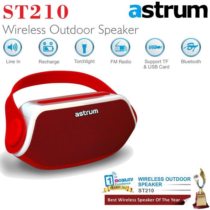 Astrum ST210 Portable Outdoor Wireless Bluetooth Speaker - HD Sound w Built-in Mic, FM Radio, Torchlight, Power...