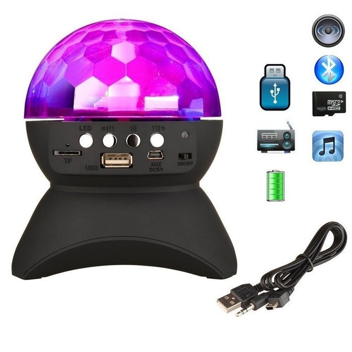 Colorful LED Strobe Speaker Dolida Multi Changing Color Rotating Crystal Bulb Wireless Bluetooth Stage Party Light... N6