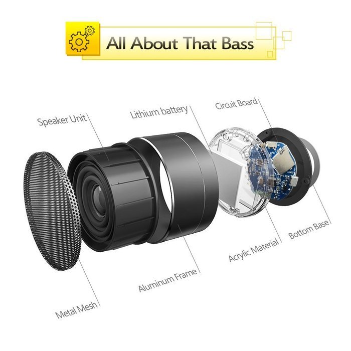 Jemma A10 Bluetooth Speaker Wireless Portable LED Metal Crystal Clear Sound Loud Volume More Bass Hand Free with... N3
