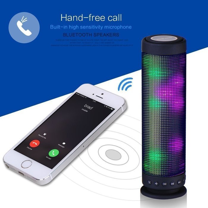 Bluetooth Speakers Invoat 10W Portable Wireless Bluetooth 5 Flash LED Color with Build in Microphone Multi-function... N4