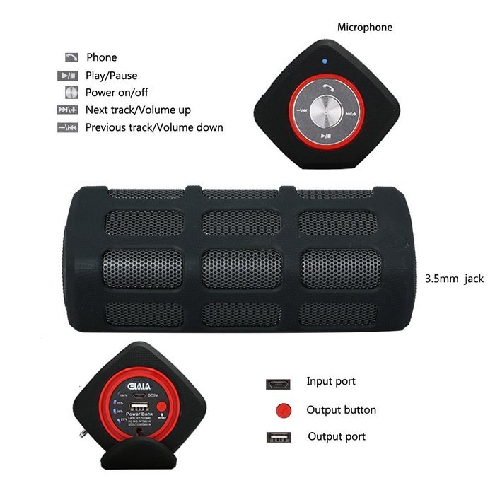 Elala Bluetooth Speaker, Portable Wireless Speaker with Built-in 7000mAh Power Bank, Mic, Enhanced Bass, Waterproof... N3